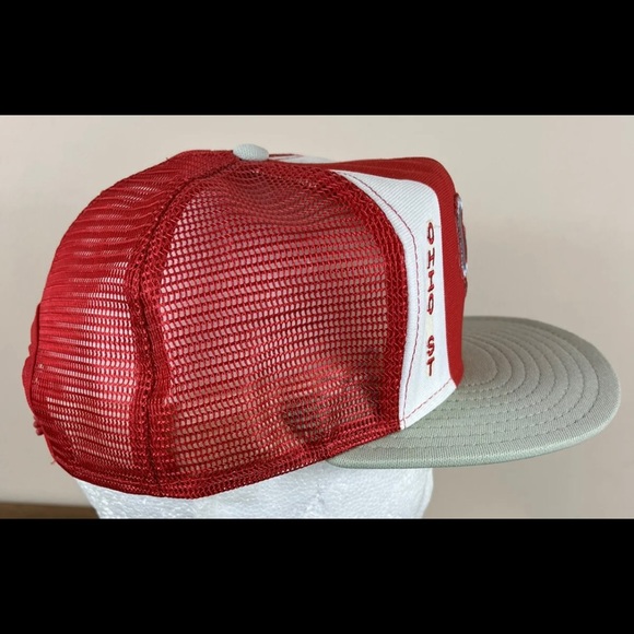 Vintage OSU Ohio State Buckeyes AJD Mesh Snapback Hat Cap USA Lucky Stripes NCAA - Picture 4 of 11